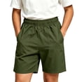 thumbnail image 3 of WAVSUF Kids Boys Shorts, Elastic Waist with Pockets Lightweight Summer Casual Trendy Shorts Army Green 7-8, 3 of 10