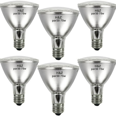 

H&Z Par30 Long Neck Halogen 75w 6PCS PAR30L 75W 120V Flood Light Bulbs Dimmable Warm White E26 Base