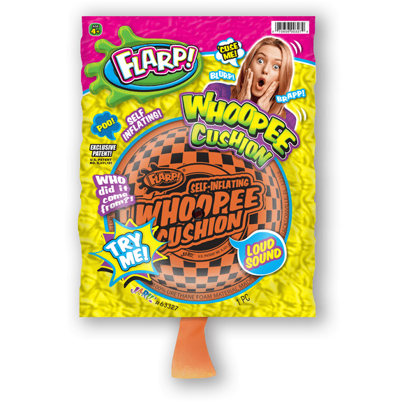 Flarp Self-Inflating Orange Whoopee Cushion, All ages, Party Gag Toy