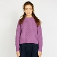 thumbnail image 2 of Aran Diamond Crew Neck Sweater For Women, Purple Made By IrelandsEye- Size Small, 2 of 3