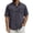 Black, variant on Mens Denim Short Sleeve, Solid Washed Indigo Fabric Single Breasted Button Front Lapel Collar Half Length Sleeve Loose Relaxed Cut Western Style Tops, Navy, M