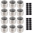 thumbnail image 3 of Set of 12 Magnetic Spice Jars Containers Stainless Steel Round 100ml Circular Spice Tins Spice Storage Containers Box Set Countertop Organization with Lids and Magnetic Base for Cabinet Kitchen, 3 of 12