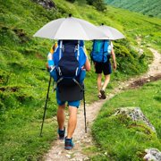 G4Free 46 Inch Large Hiking Umbrella Ultralight UV Silver Reflective Full-size Trekking Backpacking Umbrella