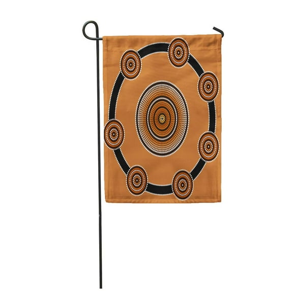 SIDONKU Based on Aboriginal of Dot Painting Depicting Demarcation United Garden Flag Decorative Flag House Banner 28x40 inch
