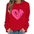 thumbnail image 2 of YueHuiYing Valentine's Day Romantic Pink Heart Print Women's Oversized Crewneck Long Sleeve Hoodless Sweatshirt, 2 of 9