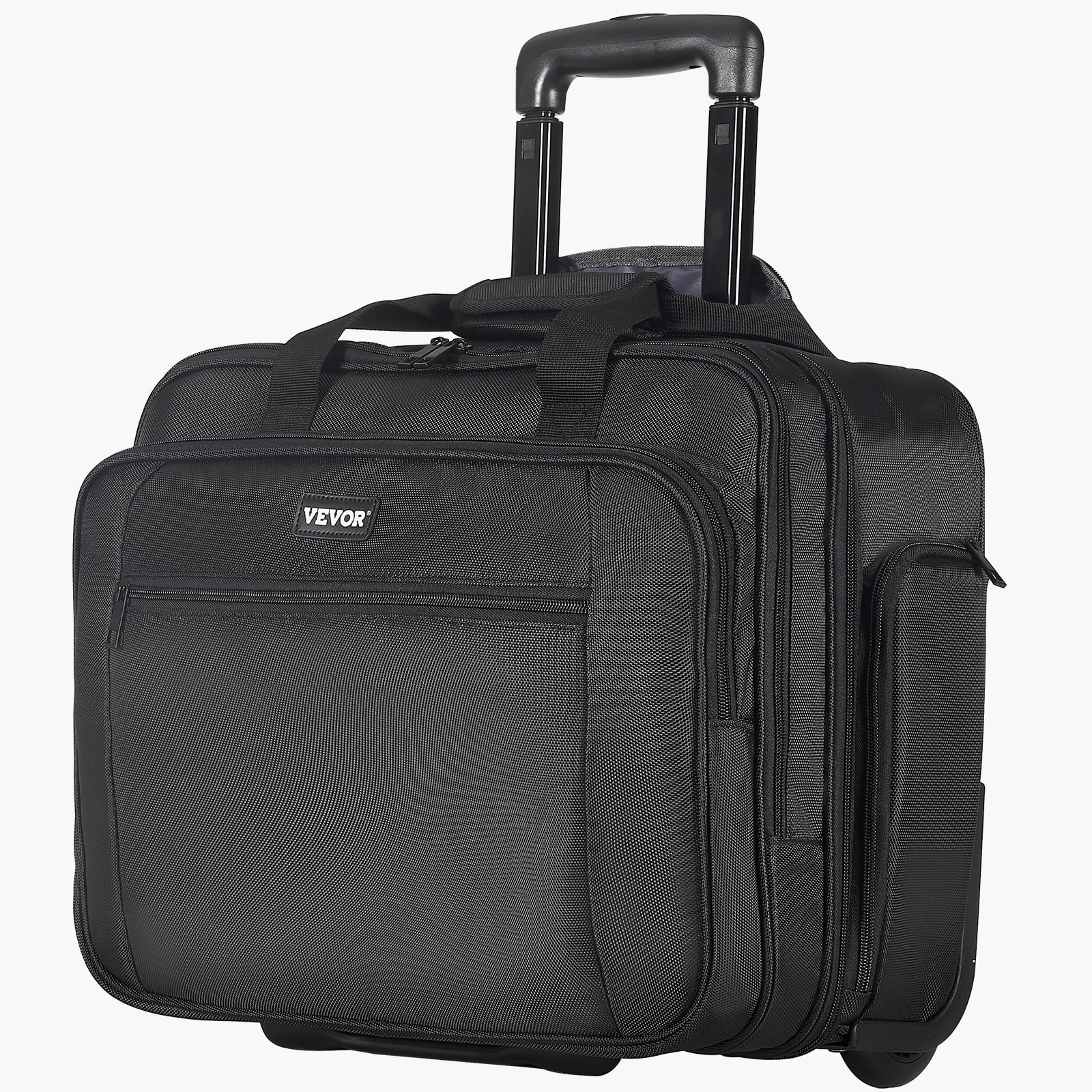 VEVOR Rolling Laptop Bag, Fits Up to 17.3 Inch Laptop, Wheeled Briefcase, Roller Computer Tote Bag with Wheels & Telescoping Handle, Laptop Case for Work Travel Business Office, Women & Men (Black)