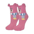 thumbnail image 2 of VONCOS Womens Fuzzy Socks Red with 3D Bear Ears, Plush Bear Animal Lounge Socks Cozy Novelty Gift, 2 of 3