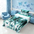 thumbnail image 3 of Homewish Glowing Butterfly Twin Sheets for Girls, Bling Stars Diamonds Bedding, Cyan White, 3pcs (1 Flat Sheet, 1 Fitted Sheet and 1 Pillowcase), 3 of 6