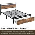 thumbnail image 5 of Soges Full Bed Frame with Storage Headboard and 2 Drawers, LED Lights Bed with Charging Station, Metal Platform Bed No Noise, Mattress Foundation Strong Metal Slats Support, No Box Spring Needed, 5 of 9