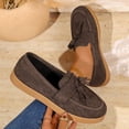 thumbnail image 2 of O-085 Brown Ladies Solid Loafers Round Toe Flat Soft Sole Casual Four Season Fashionable Everyday Versatile Shoes, 2 of 9