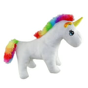 Whimsy & Charm Valentine's Day Sweatheart Love 11" Unicorn Stuffed Animal Plush Toy with Rainbow Tail and Mane Soft & Fluffy - White