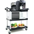 thumbnail image 3 of Wheeled Utility Cart, 3-Tier Rolling Cart with Wheels, Heavy Duty 510 lb Food Service Cart, (Black), 3 of 6