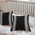 thumbnail image 6 of Throw Pillow Covers 16x16 Inch Set of 2, Black Striped Waterproof Outdoor Pillow Covers, Farmhouse Black White Stripes Decorative Cushion Pillowcases for Couch, Sofa, Bed, Garden, Patio, 6 of 9