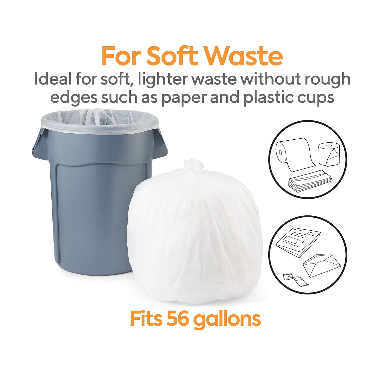 Staples Coastwide Professional 50-56 Gallon Trash Bag 43" x 48" High Density 22 mic Natural 150