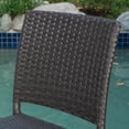 thumbnail image 3 of GZXS Patio Barstools Set of 2, Outdoor Wicker Bar Chairs with Curved Seat and Metal Frame for Deck, Porch or Garden, Dark Brown, 3 of 9