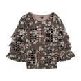 thumbnail image 2 of Alfani Womens Abstract Print Ruffled Blouse, Pink, Medium, 2 of 2