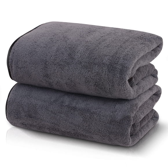 Toallas de baño TENSTARS Silk con dobladillo de 70 x 140 cm, 2 unidades, color gris oscuro