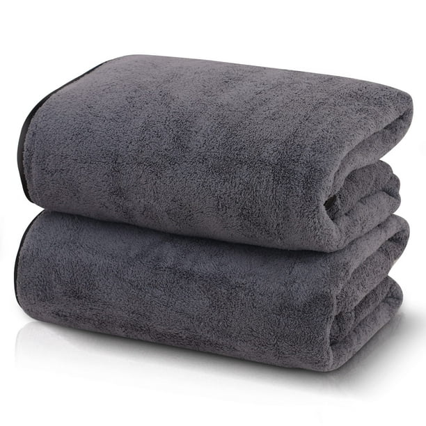 Toallas de baño TENSTARS Silk con dobladillo de 70 x 140 cm, 2 unidades, color gris oscuro