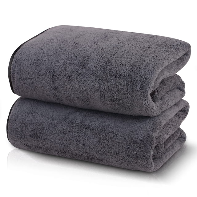 Toallas de baño TENSTARS Silk con dobladillo de 70 x 140 cm, 2 unidades, color gris oscuro