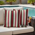 thumbnail image 4 of Christmas Outdoor Waterproof Pillow Covers, Green Red Beige Striped Farmhouse Lines Decorative Square Throw Pillowcase Sofa Cushion Sham for Patio/Couch/Chair, 24"x24" 2 Pack, 4 of 8