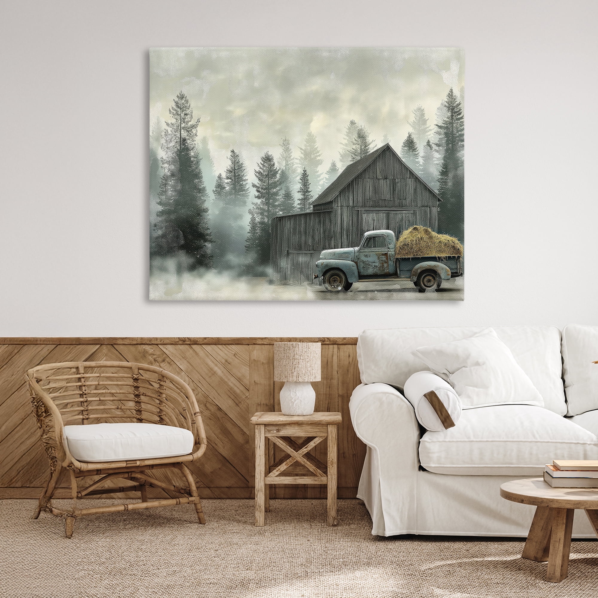 Stupell Industries Vintage Pickup at Misty Barn Canvas Wall Art, design by Imagine It Images