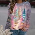 thumbnail image 2 of Christmas Holiday Tops Womens Crewneck Pullover Graphic Sweatshirt Printed Long Sleeve Plus Size Festive Clothes (XL, Purple), 2 of 6