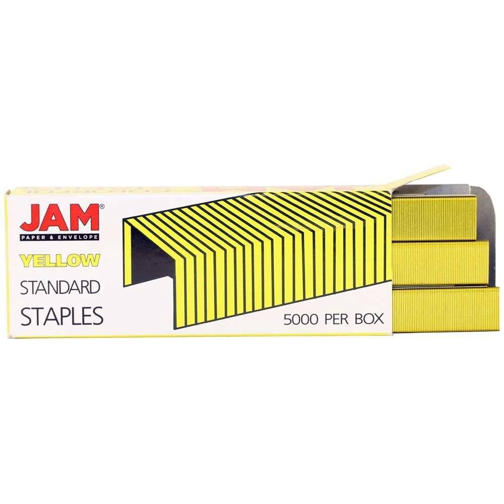 JAM Paper Office & Desk Set, 2/Pack, 1 Navy Blue Stapler & 1 Yellow Staples