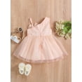 thumbnail image 4 of GXFC Toddler Girls Summer Bow Front Princess Dress Kids Girls Sleeveless One Shoulder A-Line Lace Dress Casual One Piece Dress for Beach Party 6M-3T, 4 of 8