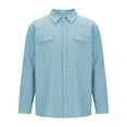 thumbnail image 5 of ZCFZJW Mens Fashion Regular Fit Cotton Shirts Casual Button Down Long Sleeve Solid Color Pullover T-Shirts Loose Lightweight Comfy Baggy Shirt with Pockets Sky Blue XXXL, 5 of 6