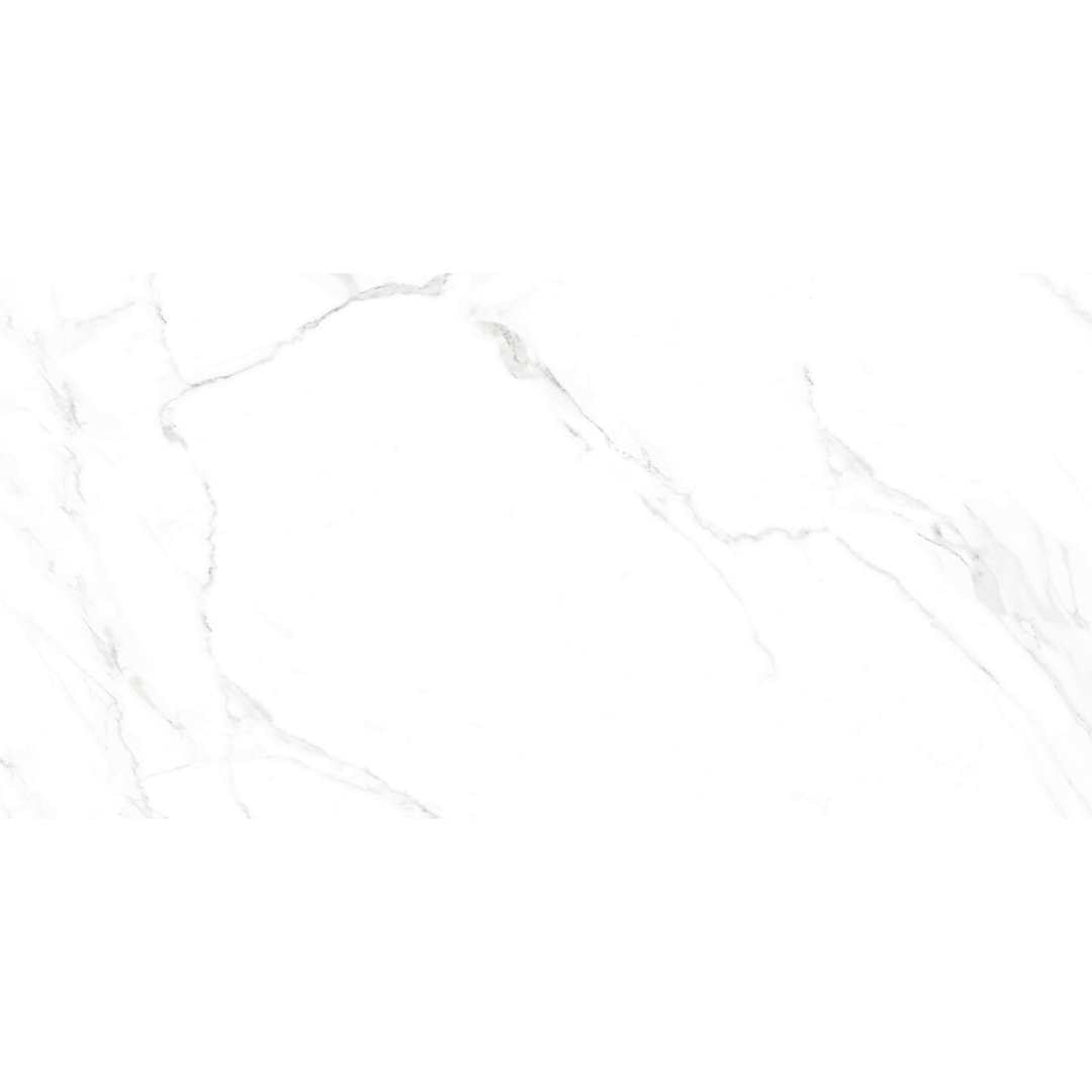 The Tile Life Cheyenne White Glossy Marble-Look Porcelain Floor & Wall Tile, 12 x 24 in, 8-Piece