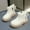 White, variant on BXJX Children's Winter Boots- Thickened Casual Zipper Side Fashion Ankle Boots Black Size 8