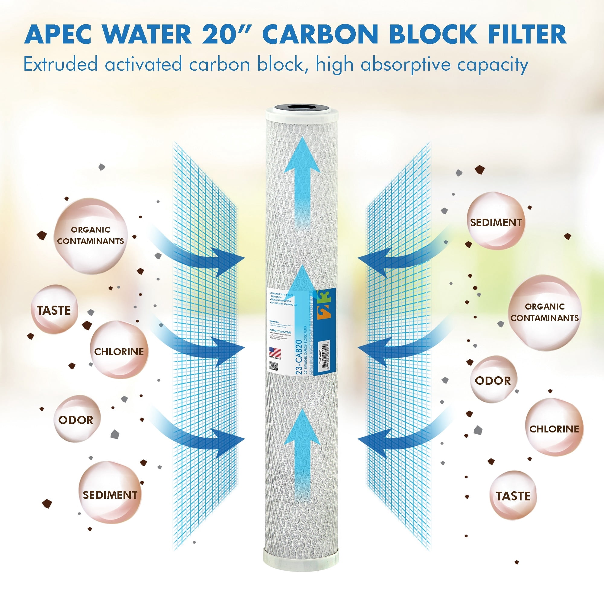 APEC Commercial Grade 20 in. x 2.5 in., 5-Micron High Capacity Carbon Pre-Filter 23-CAB20