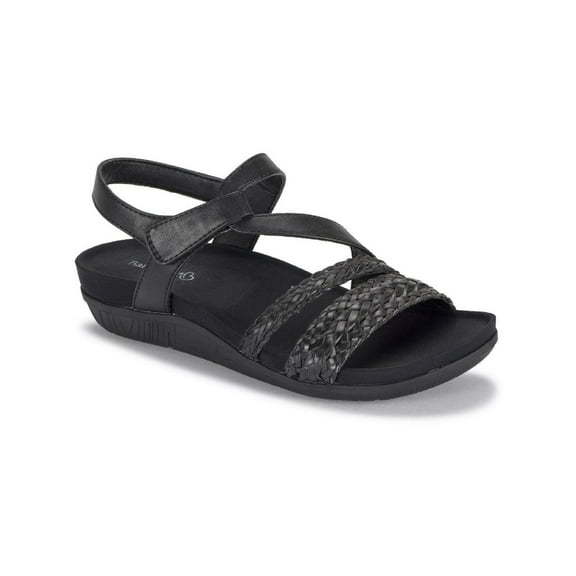 Baretraps Womens Jalen Faux Leather Ankle Strap Footbed Sandals