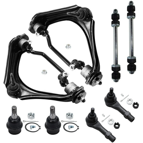 Detroit Axle - Front 8pc Control Arms Kit 2002 2003 Ford Explorer Mercury Mountaineer, 2 Upper Control Arms 2 Lower Ball Joints 2 Sway Bar Links 2 Outer Tie Rods Suspension Kit Replacement