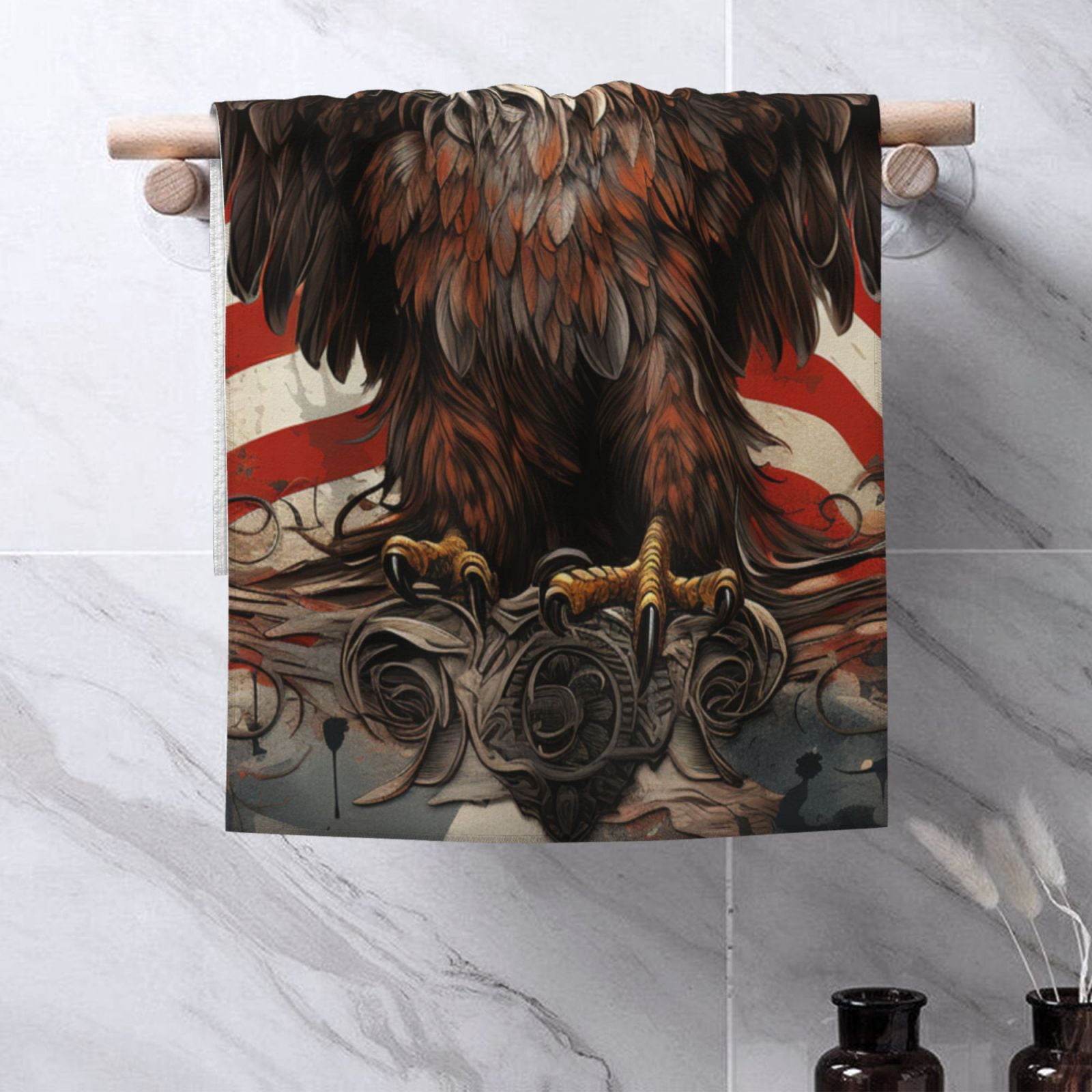 United States Navy Eagle American Flag USA 27.5" x 16" Ultra Soft Hand Towel, Face Wash Cloth for Bathroom, Gym, Travel, Pool