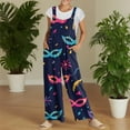thumbnail image 4 of Fgvctg Mardi Gras Overalls for Women Sleeveless Carnival Party Spaghetti Straps Overall Dressy Wide Leg Pant Mask Print Bib Overalls Romper Sprimg Pant With Pockets Dark Blue XXL, 4 of 6