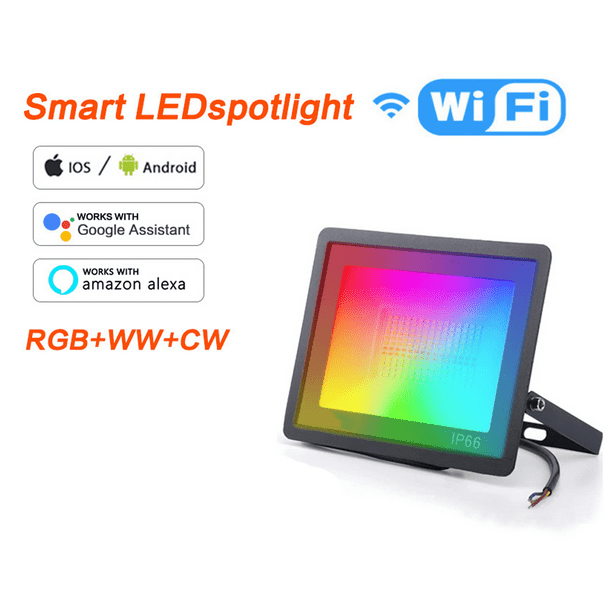 Focos LED RGB que cambian de color (equivalente a 50 W) para iluminación de exteriores, focos inteligentes, IP66 a prueba de agua, focos exteriores controlados por aplicación para jardín y patio (1 pa