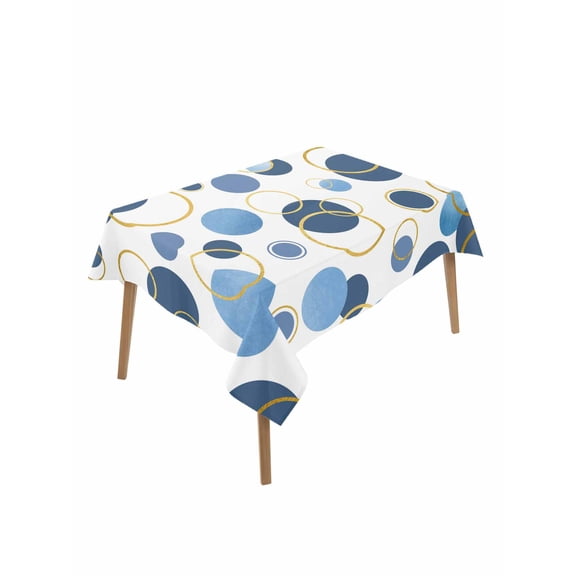 Blue Polka Dots Table Cloth, Waterproof Tablecloth for Rectangle Tables, Modern Abstract Art Reusable Washable Fabric Table Cover for Restaurant Kitchen Dining Tables 60"x102" Geometric