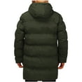 thumbnail image 2 of GHSOHS Mens Jacket Long Styke Winter Coats Casual Loose Long Sleeve Hooded Zipper Splicing Coat Heavyweight Windproof Outerwear Green XL, 2 of 7