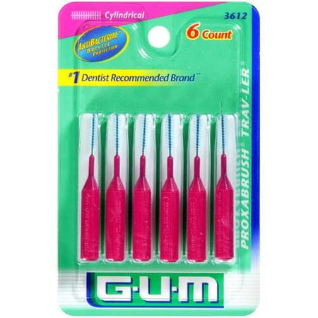 Gum: Cylindrical #3612 Cleans Between Teeth & Around Dental Work Proxabrush Trav-Ler, 6 pk