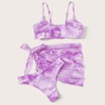 thumbnail image 5 of QLEICOM Womens Swimsuits Tummy Control Plus Size Swimsuit Coverup Bikini Print Set Swimsuit Three Piece Filled Bra Swimwear Beachwear Purple M, 5 of 7