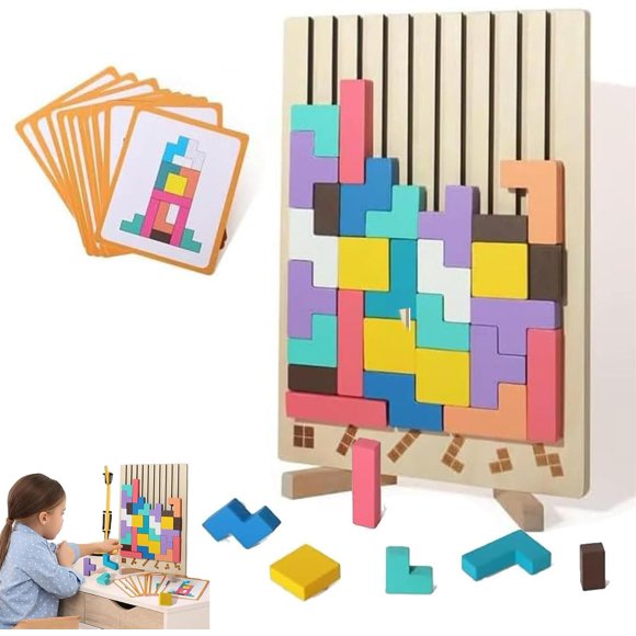 Wooden Stacking Puzzle Toy - Decorative Home Ornaments for Adults, Brain Teaser Game, Family Fun Activity, Eco-Friendly Wooden Mind Puzzle, Idea