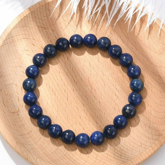Natural Lazuli Beaded Stretch Bracelet for Handcrafted Jewelry Women 2 inch(5.2cm)