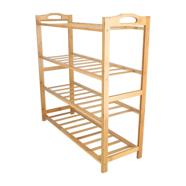 Bamboo Shoe Rack 4 Tier Shoe Storage Organizer Shelf for Home Entryway Hallway Decoration