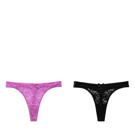 Wijhcboe 2 Pack Sexy Adult Underwear And Interesting Women s Thong plus Size Silk Long Underwear Women Girls Underwear Fashion Solid Blouse for New Year Eve Color T Pants Ladies Lace Stitching Women