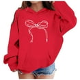 thumbnail image 2 of AWZXDE Girls' Long Sleeve Printed Bow Tie Pullover Hoodie Soft Casual Sweatshirt for Kids and Toddlers Red,6-8Years, 2 of 7