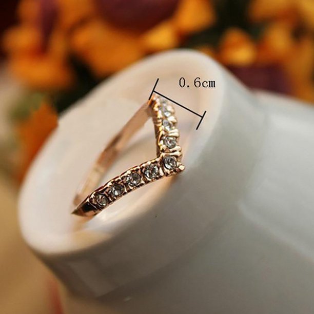 Zedwell Women S Unique Design V Shaped Rhinestone Pinkie Ring Walmart Com