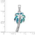 thumbnail image 2 of FB Jewels Sterling Silver Created Blue Opal Inlay Palm Tree Pendant, 2 of 2