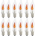 thumbnail image 3 of Couah Bombilla de llama parpadeante, bombillas de repuesto para candelabro con punta de llama transparente, 120 voltios, bombillas de base de candelabro con llama E12, paquete de 12, 3 of 4