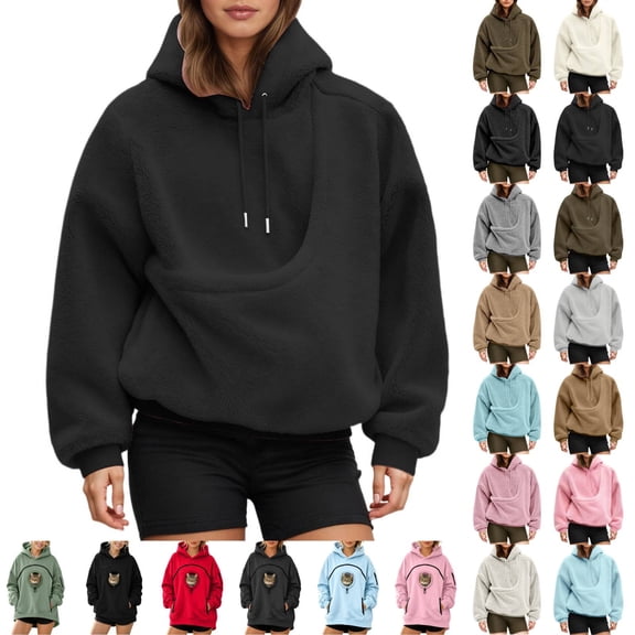 Pet Sling Hoodie for Women, Ultra-Soft Warm Pet Pouch Hoodies with Pocket Front Carry Pouch for Small Dogs and Cats Black L